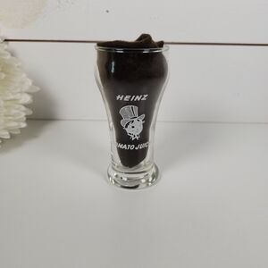 Vintage 1950s Heinz Tomato Juice 5 oz Clear Juice Glass- Monocle Graphic